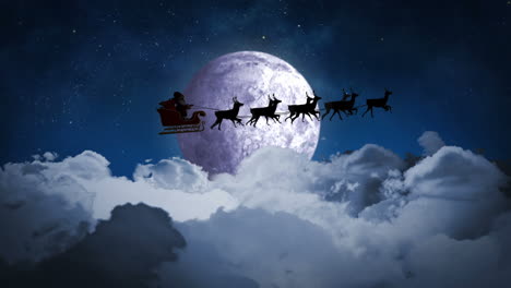 papá noel volando sobre el cielo nocturno