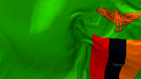 zambia flag waving in wind slow motion animation . 4k realistic fabric texture flag smooth blowing on a windy day continuous seamless loop background.