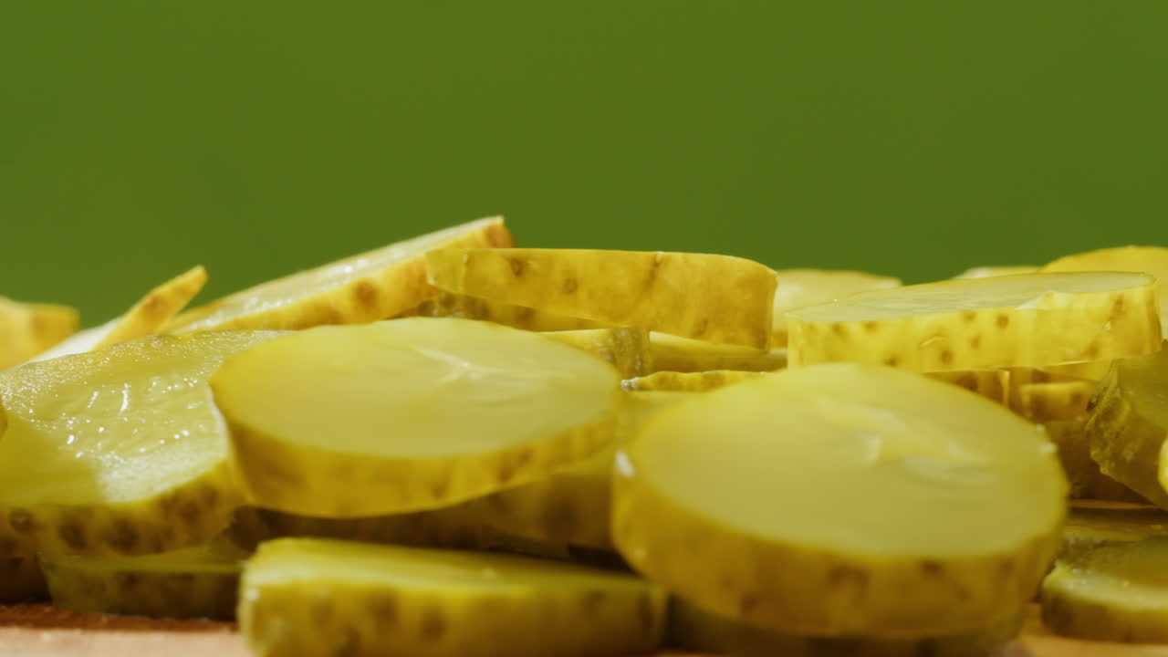 Close-up of Sliced Pickles