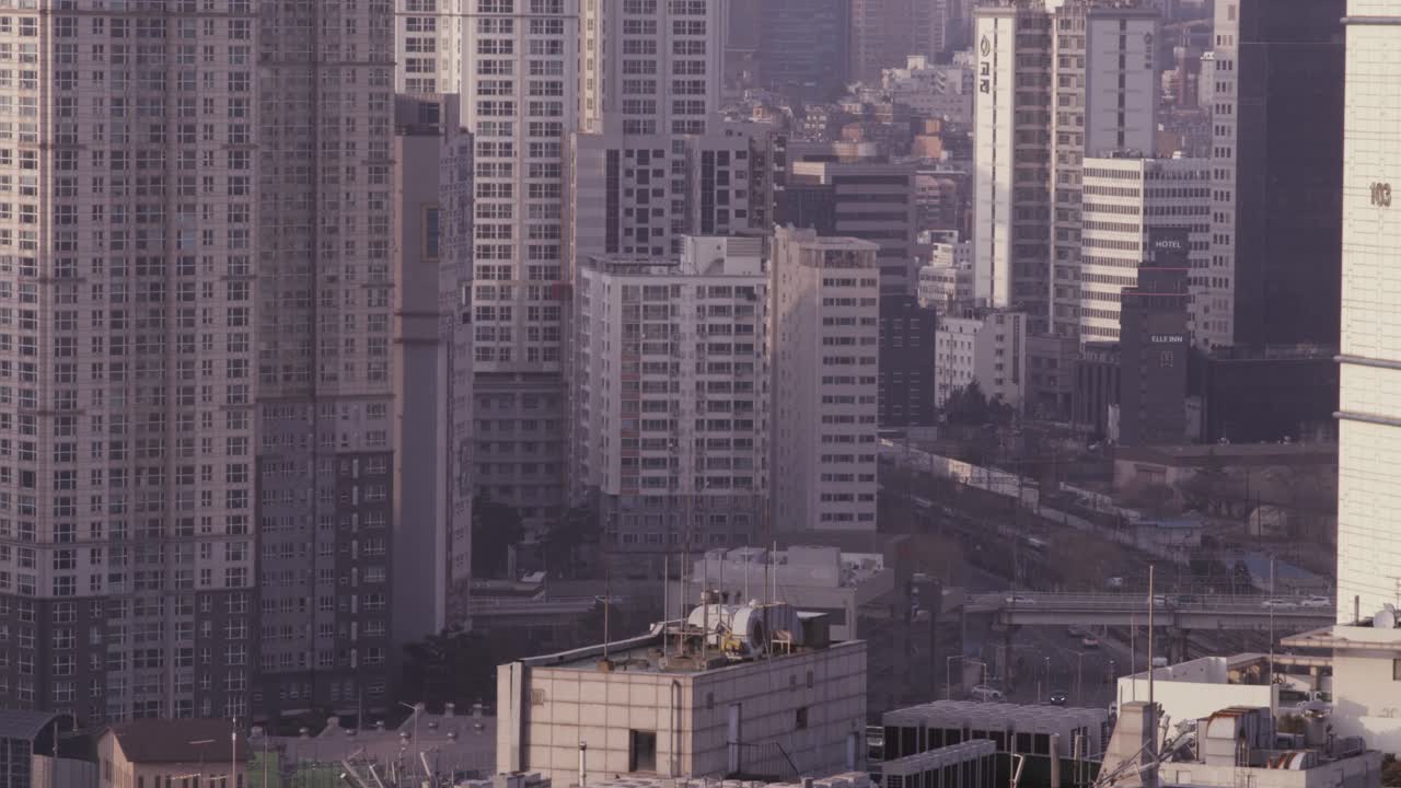 서울, 한국 도시와 기차와 교통 b-롤 도시 풍경 4