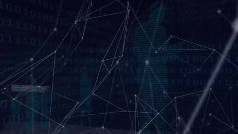 animación de redes de conexiones a través de codificación binaria y personas de negocios