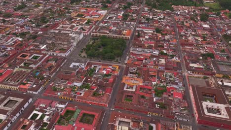 Drone-view-of-Antigua-city-Guatemala-during-day-time,-aerial