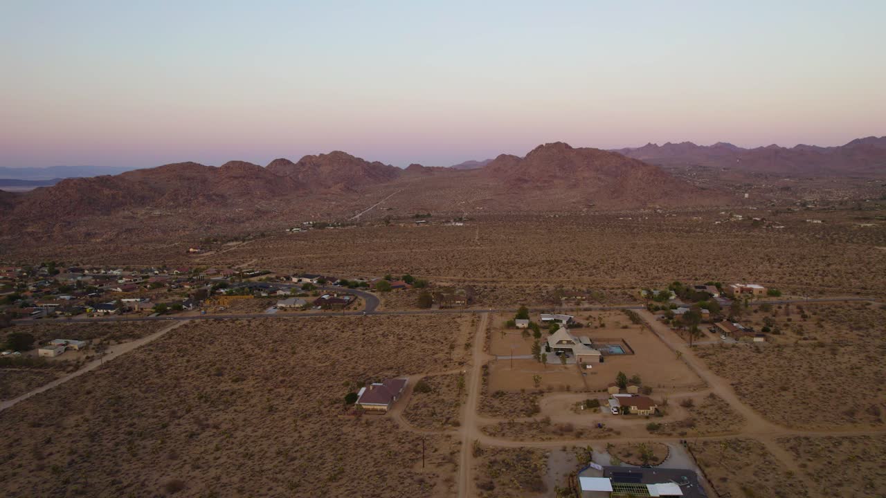 Panoramic View Over Yucca Valley (Joshua Tree National Park) In San Bernardino County, California, United States - Drone Shot