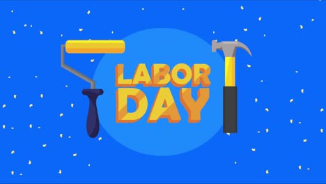 labor day golden lettering animation
