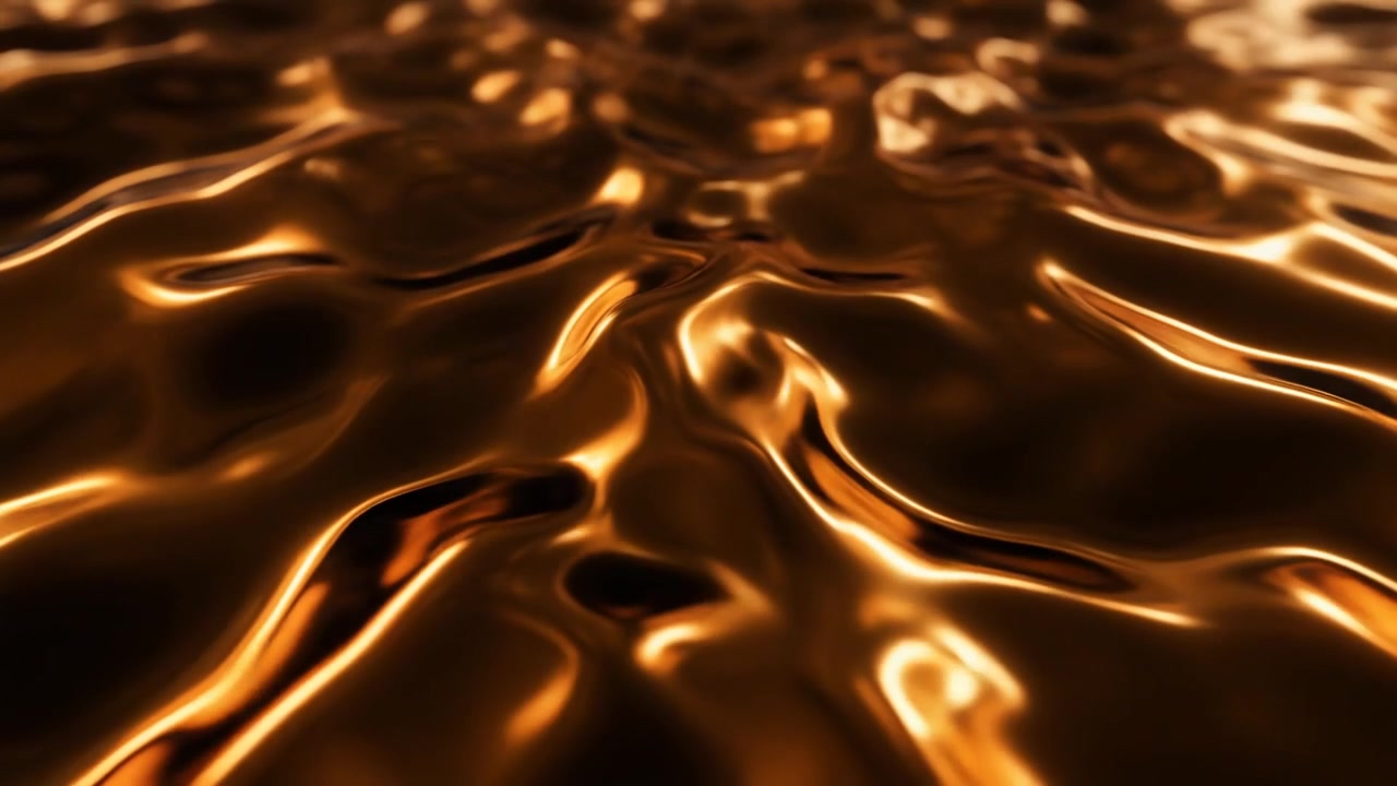 Superficie astratta d'oro liquido con onde increspate