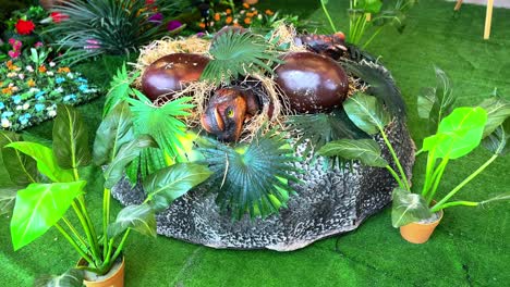 realistic baby dinos emerging from eggs in a vivid jungle nest—great for kids’ content, education, or fantasy visuals