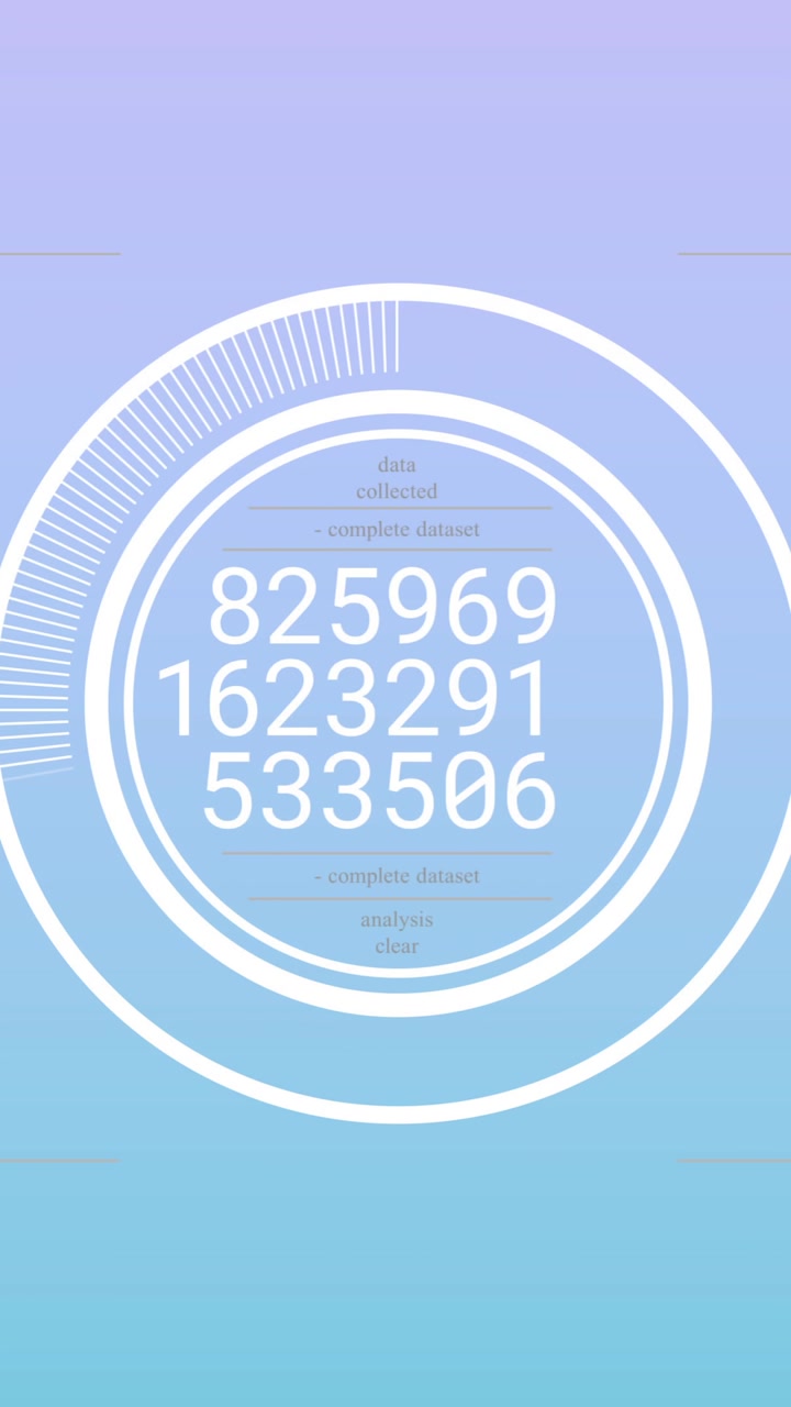Animation of data processing and scope scanning on blue background