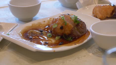 chinese specialisty deep fried claw and eggplant