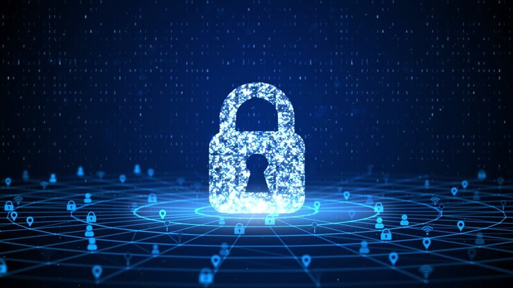 Digital cyberspace abstract padlock icon in loop animation digital protection firewall cyber