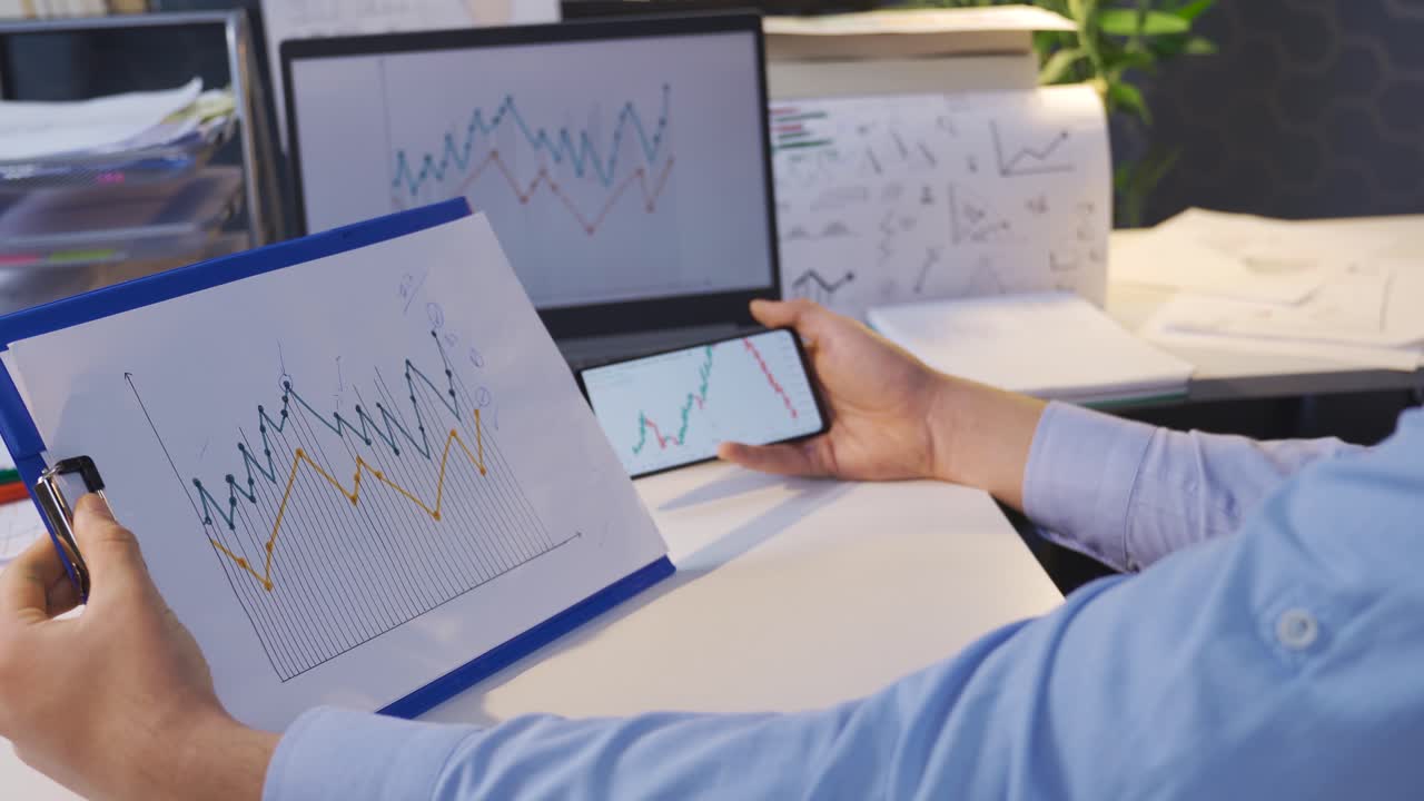 Businessman Analyzing Market Data Information.