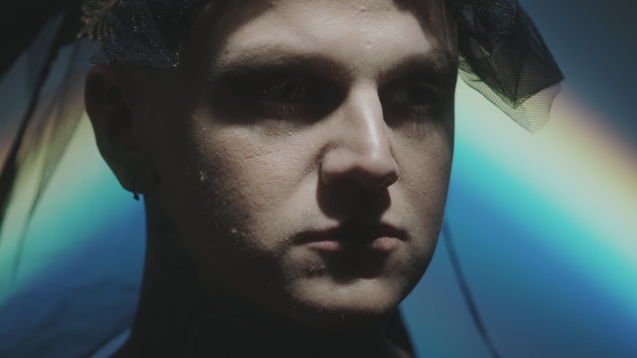 Dramatic Man in Black Veil