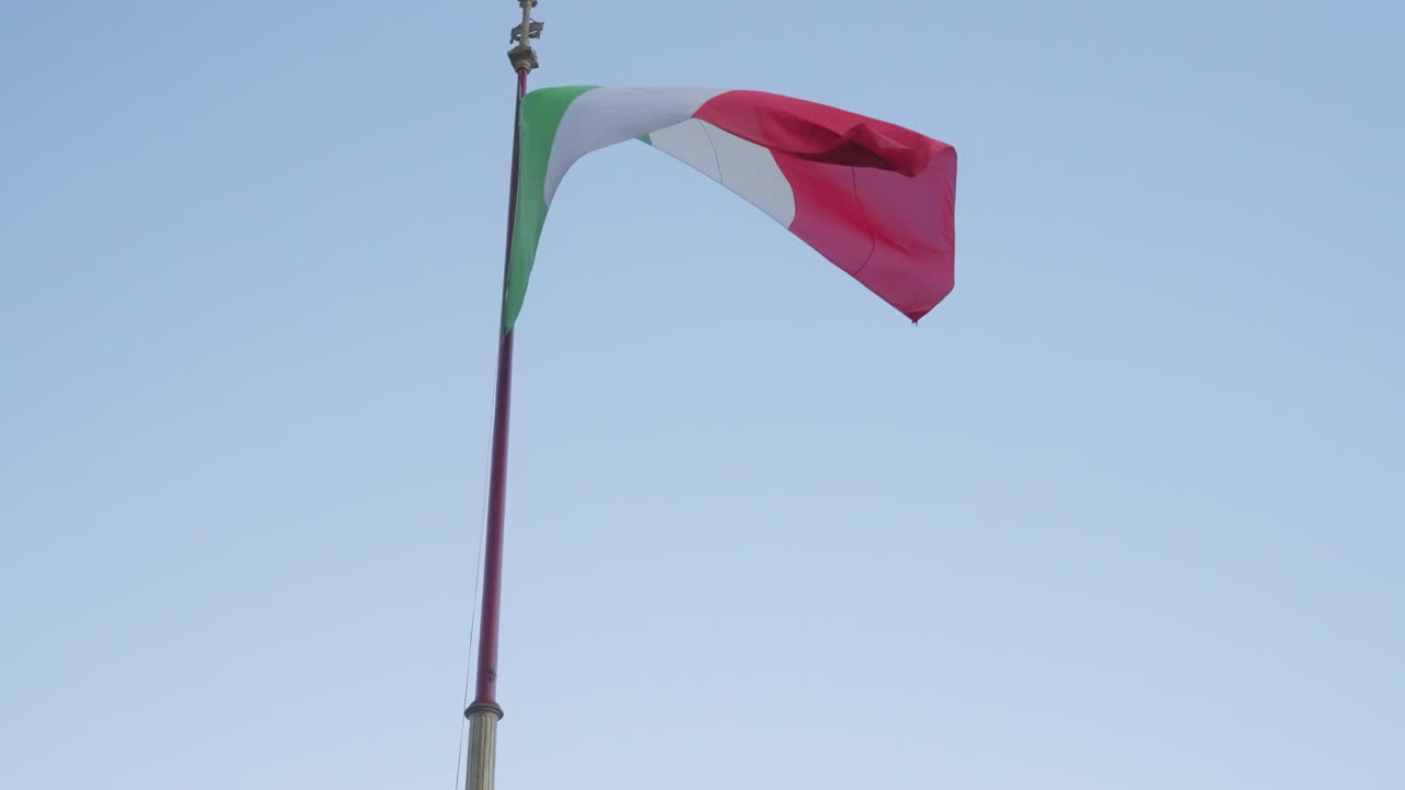 Isolated Italian flag waving in slow motion