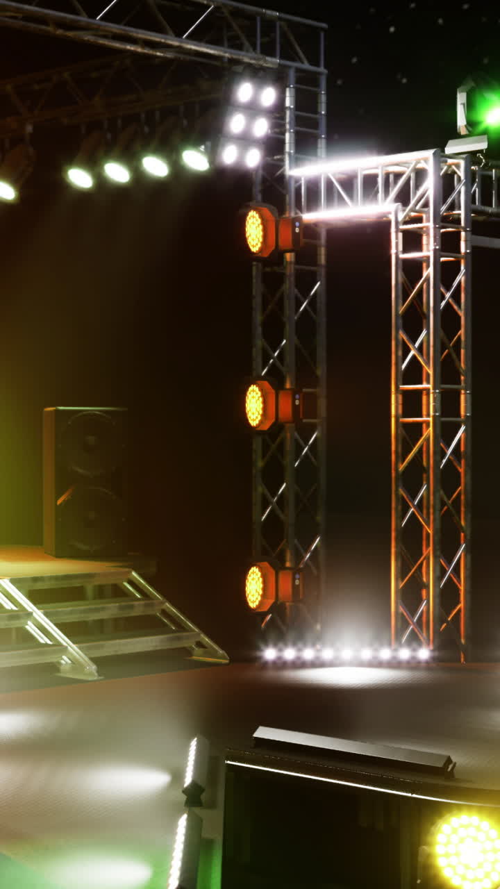Dynamic concert stage ready for an electrifying performance at night