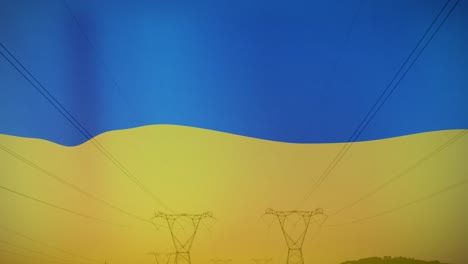 Animation-of-pylons-over-flag-of-ukraine