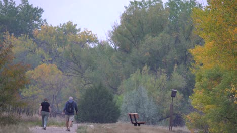 pareja de ancianos caminando en el parque
