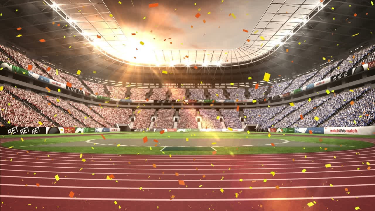 animación de confeti cayendo sobre el estadio