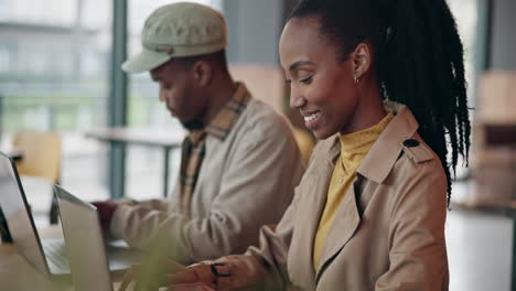 Laptop,-freelance-and-black-people-working