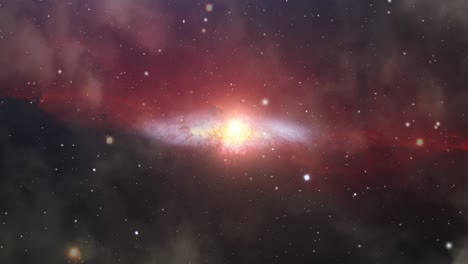 una galaxia y nubes nebulosas rojas en el universo