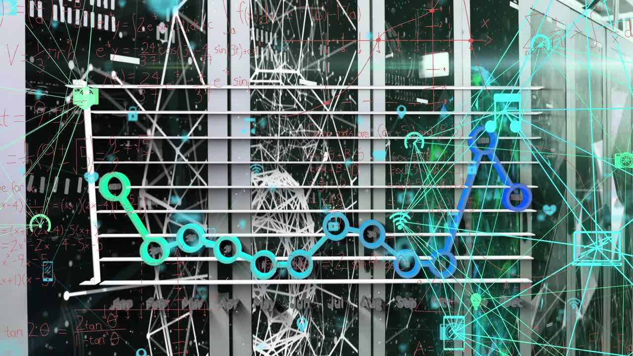 Animation of statistics and data processing over computer servers