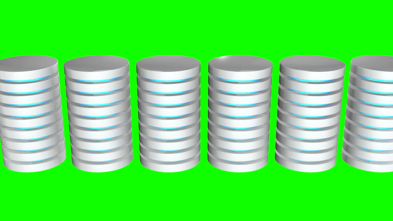 Disk server futuristik dan blok basis data atau sel baterai. Konsep Web Hosting atau komputasi awan.