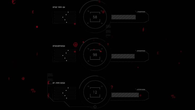 Animation of data processing on black background