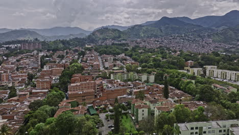 Medellin-Colombia-Aerial-v38-drone-flyover-Campo-Alegre-and-Belencito-neighborhoods-capturing-residential-houses,-urban-park-and-hillside-Comuna-13---Shot-with-Mavic-3-Cine---November-2022