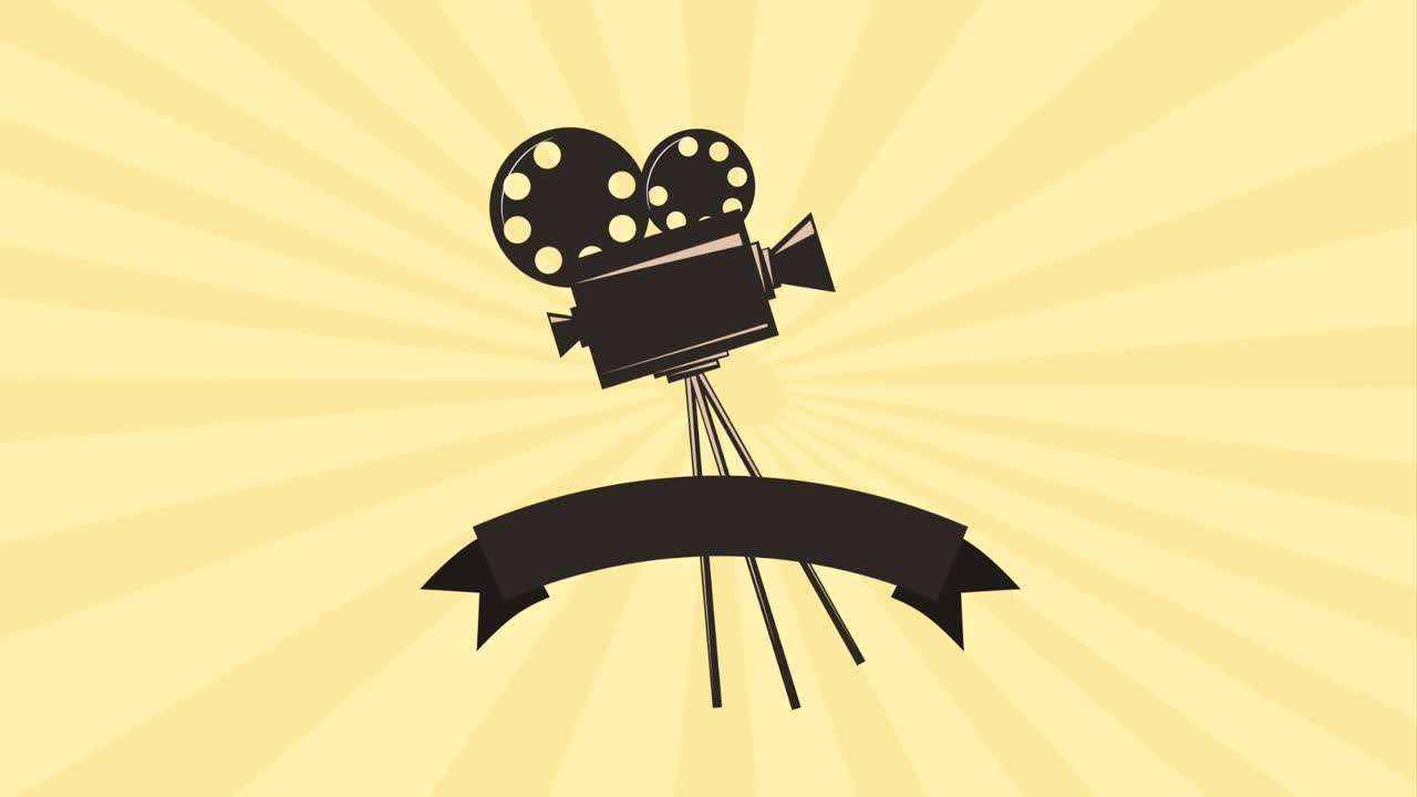 레트로 영화 프로젝터 릴 스트립 배너