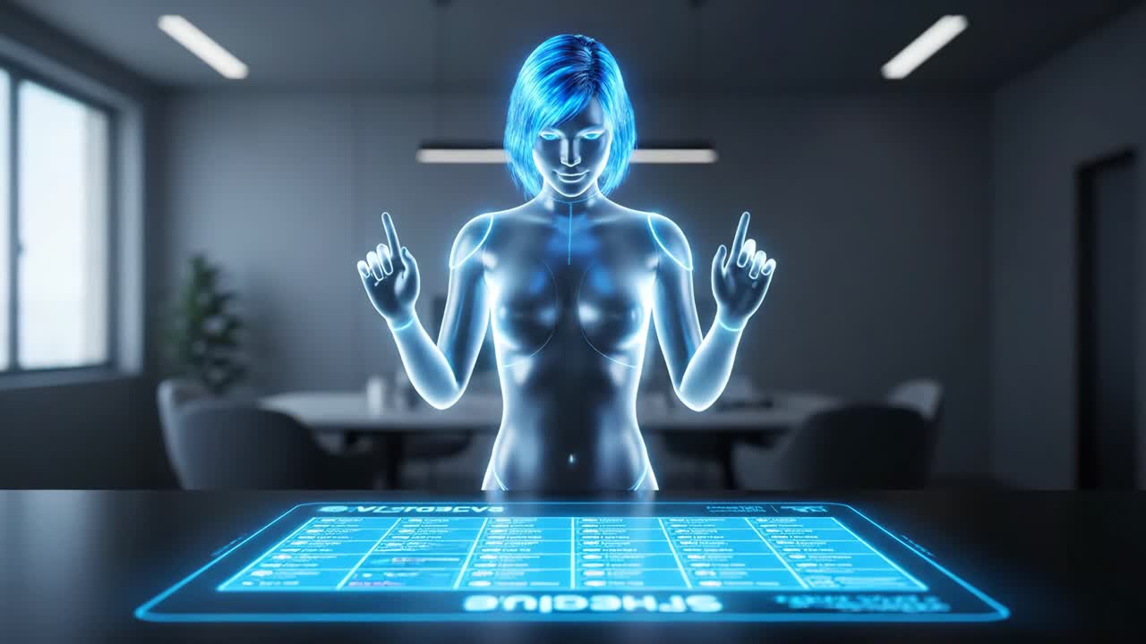 AI Hologram Assistant in Modern Office