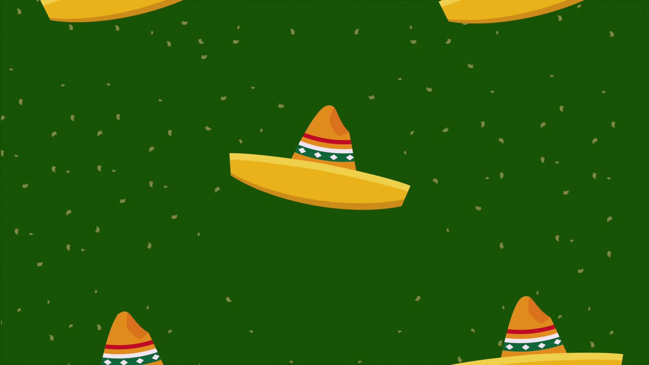 mexican traditional hats pattern animation