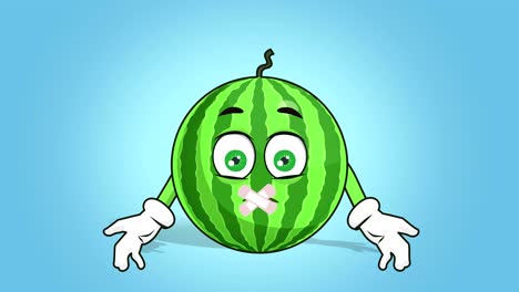 cartoon watermelon face animation silent with luma matte