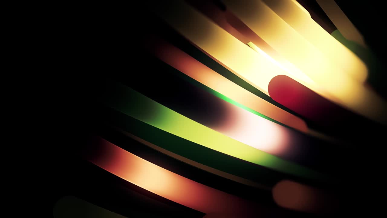 fondo abstracto con rayas verdes y amarillas que fluyen lentamente en el bucle oscuro y sin costuras. animación. líneas anchas coloridas que se mueven en la misma dirección