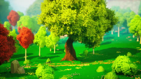 paisaje de bosques bajos y coloridos