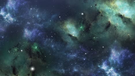 atmósfera de nubes nebulosas verdes y azules en el universo