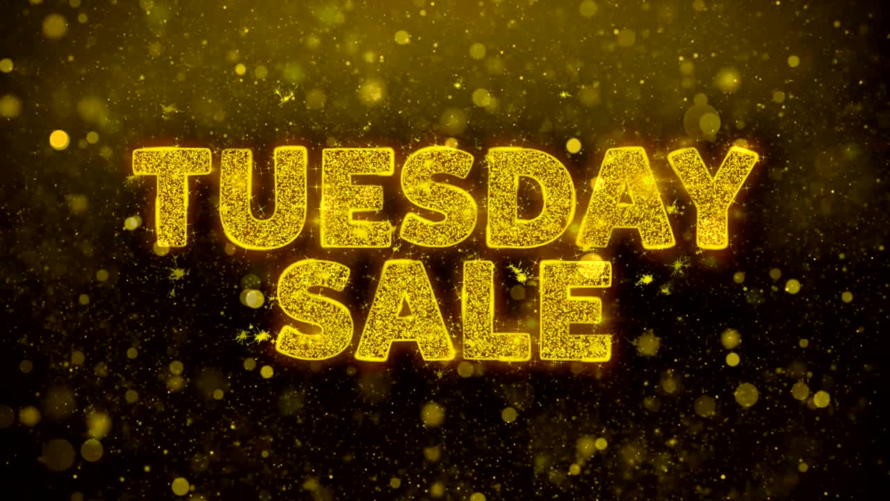 화요일 판매 문서 골든 글리터 반이는 입자 애니메이션