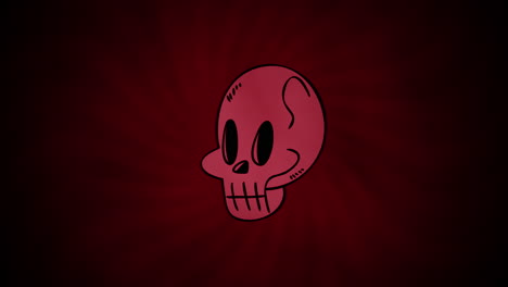 Animación-De-Halloween-Con-Calavera-Sobre-Fondo-Rojo