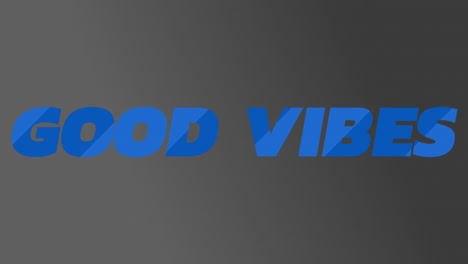 animation of blue good vibes text banner against grey background