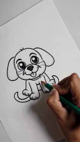 drawing a cute cartoon puppy with a pencil
