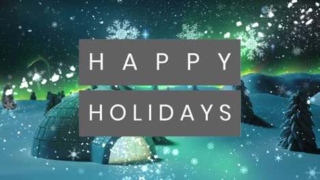 Animation-of-happy-holidays-text-over-winter-scenery