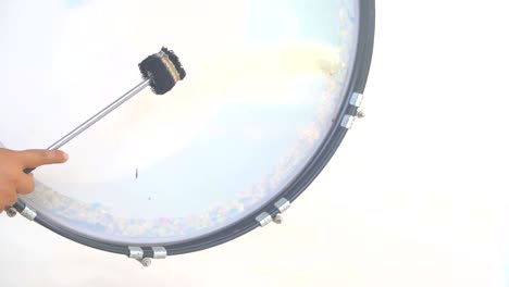drummer hitting drum slow motion