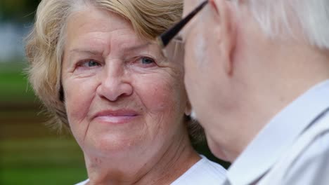 happy elderly couple interacting