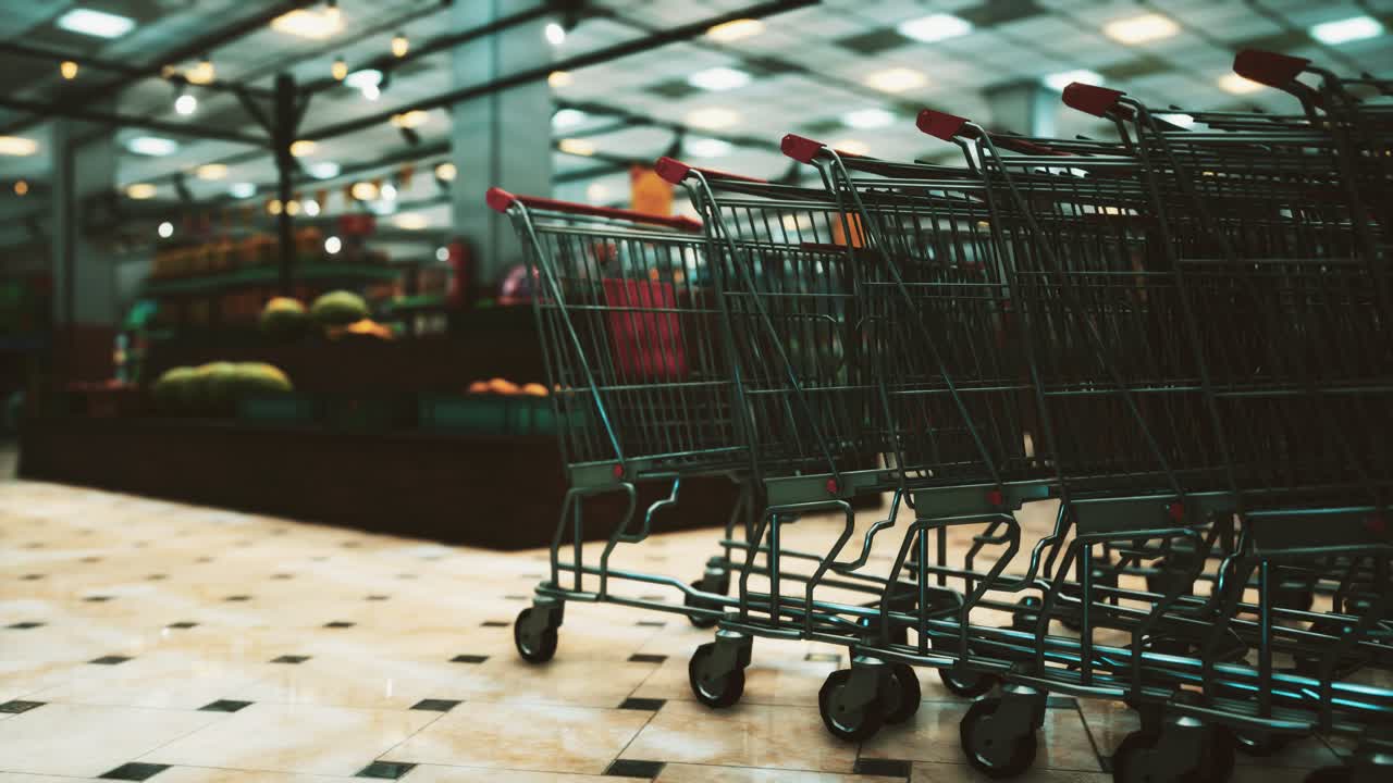 코로나19 전염병과 비어있는 슈퍼마켓