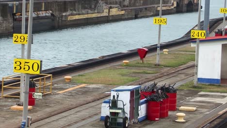 distance indicators boards at gatun locks, panama canal