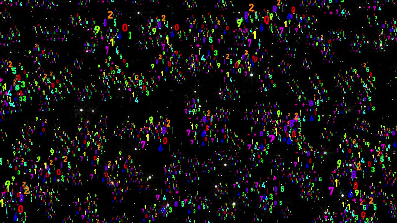 números multicolores. fondo de movimiento abstracto de los números que caen.