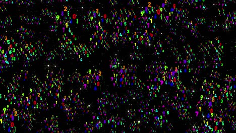 números multicolores. fondo de movimiento abstracto de los números que caen.