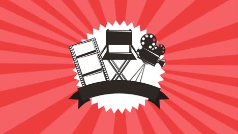 proyector de silla de etiqueta de película y estandarte de tira de película estilo retro