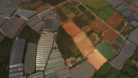 drone shot of agricultural land outside dalat in the central highlands of vietnam