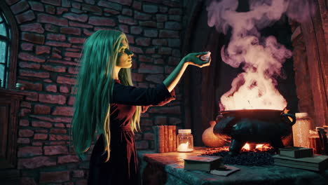 a witch performing a magical ritual