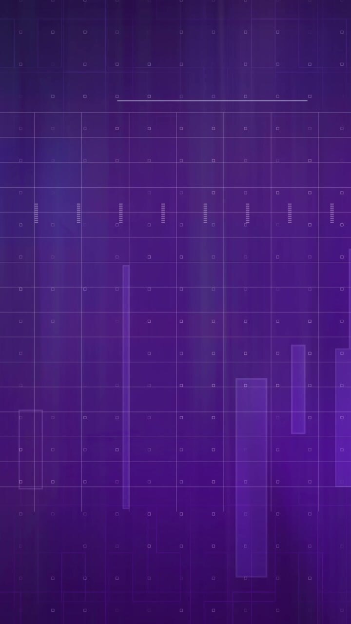 Vertical video: Sequence starting purple HUD grid pulsing sliding and settling while showing data