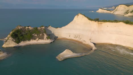 Beautiful-Orbiting-Drone-Shot-Above-Greek-Ionian-Island-of-Corfu---Cape-Drastis