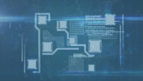 animación de conexiones y circuitos integrados en el fondo naval